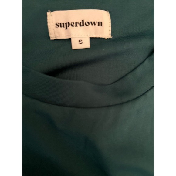 Superdown Dress Green Cory Ruched Sides Crewneck Small Bodycon Midi - Picture 7 of 8